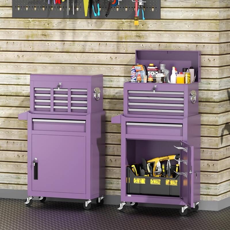 5 Drawer 2 in 1 Rolling Tool Chest Storage Box Garage Rolling Cabinet with Detachable Top Tool Box and Universal Lockable Wheels