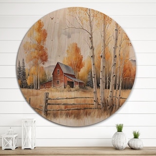 Designart "Charming Barn And Path I" Farmhouse / Country Wood Wall Art ...