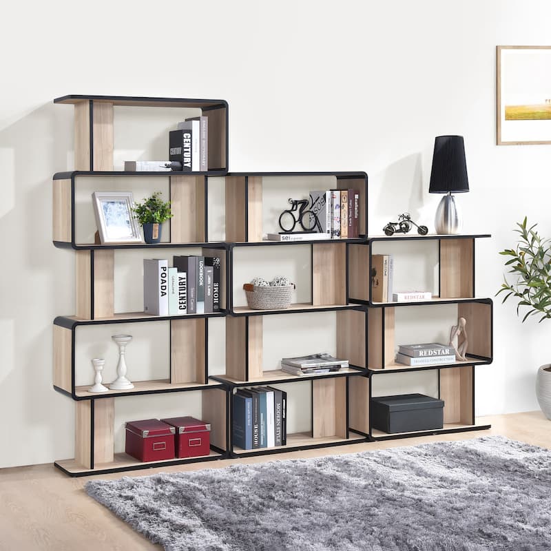 Nathan Collection Oak Black Laminated Wood 3, 4, or 5-Shelf Bookcase