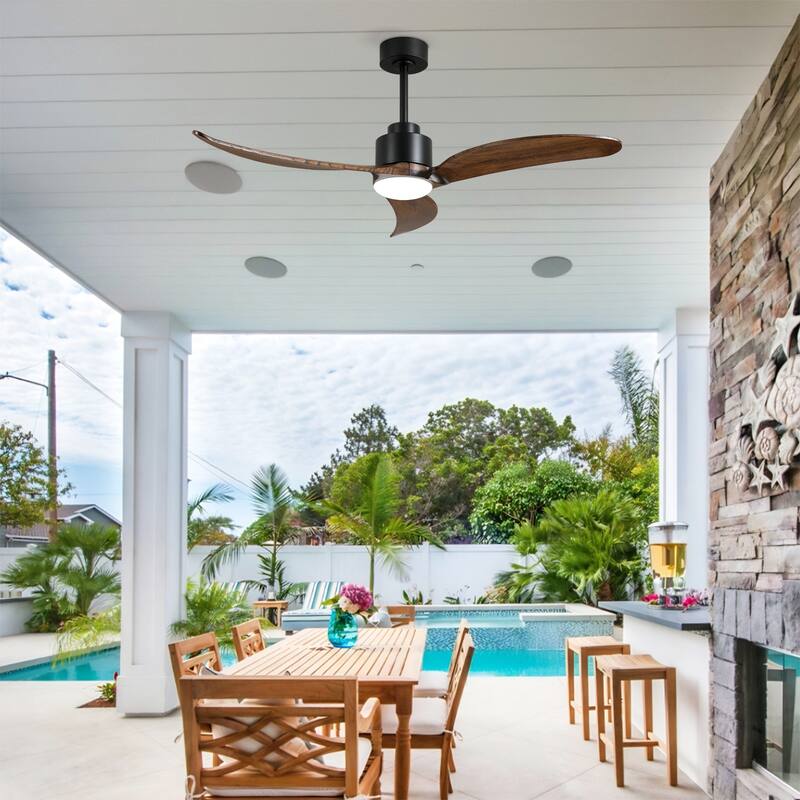 Small Wood Ceiling Fan without Light With Wall Switch and Remote Control