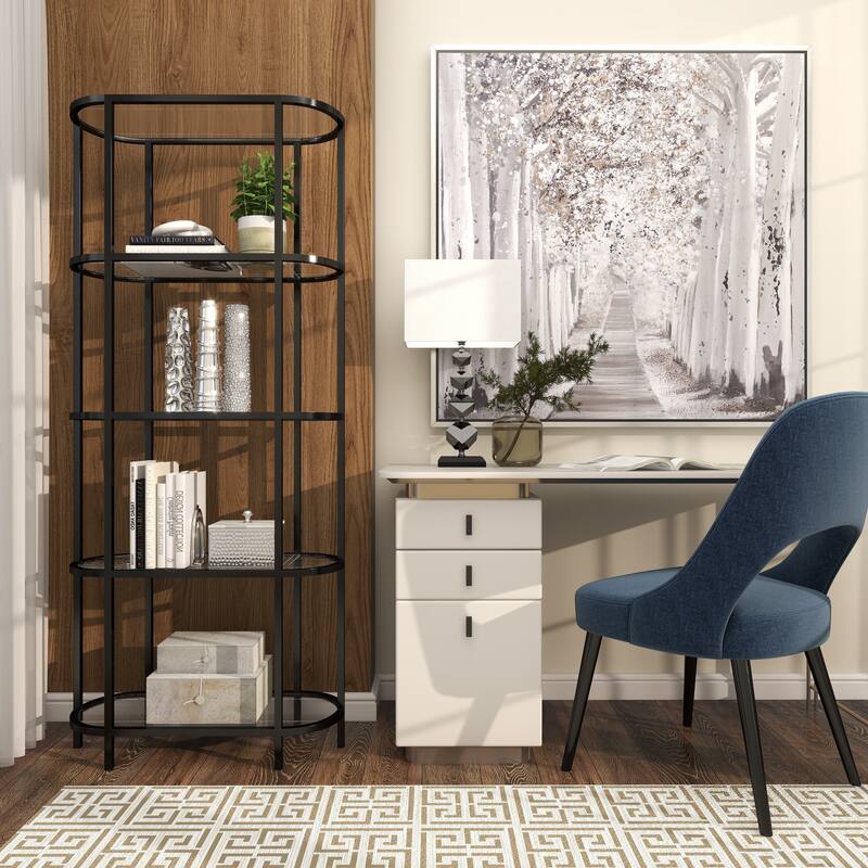 CosmoLiving by Cosmopolitan Sleek Ceramic Glam Vase with Varying Patterns (Set of 3) - Silver, Gold, Dark Blue, White