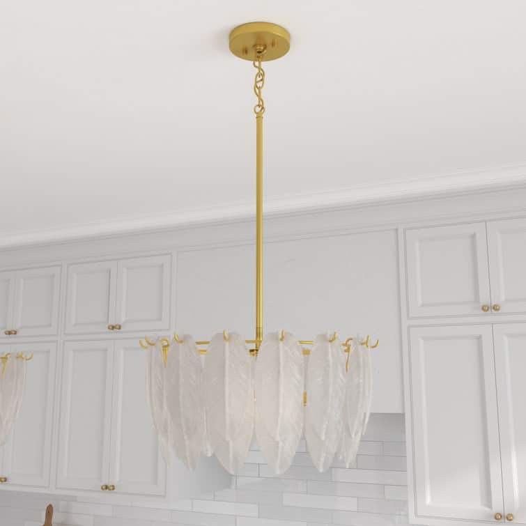 Acroma 4 - Lights Elegant Leaf-Inspired Glass Chandelier