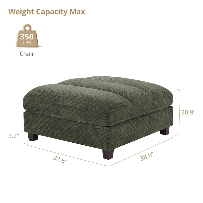 38.6" Plush Chenille Ottoman, Upholstered Cloud Ottoman, Modular Sectional Couches For Living Room, Compressed Memory Foam