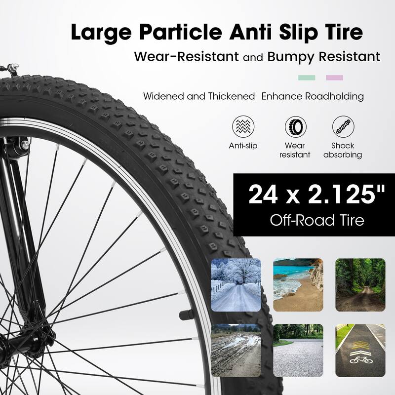 Mountain Bike - High-Density Carbon Steel Frame, 21 Speed, Front Suspension, Dual V-Brakes, 80% Pre-Assembled, Unisex - 26