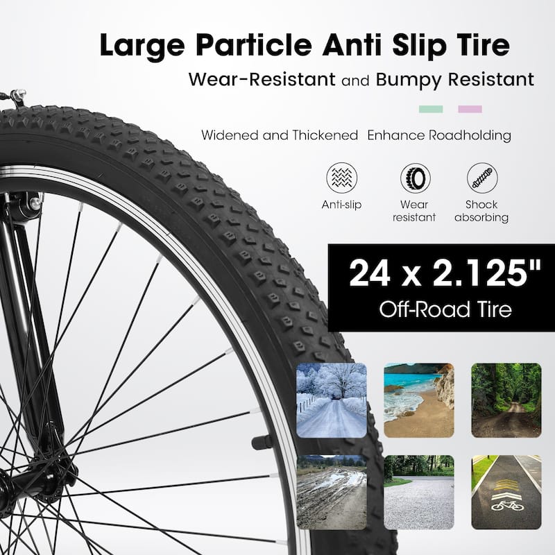 Mountain Bike High-Density Carbon Steel Frame, 21 Speed Road Bicycle with Front Suspension, Dual V-Brakes, 80% Pre-Assembled