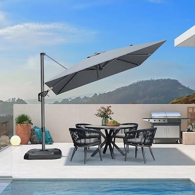 PURPLE LEAF 9 ft Square 360 Degree Rotation Patio Cantilever Umbrella