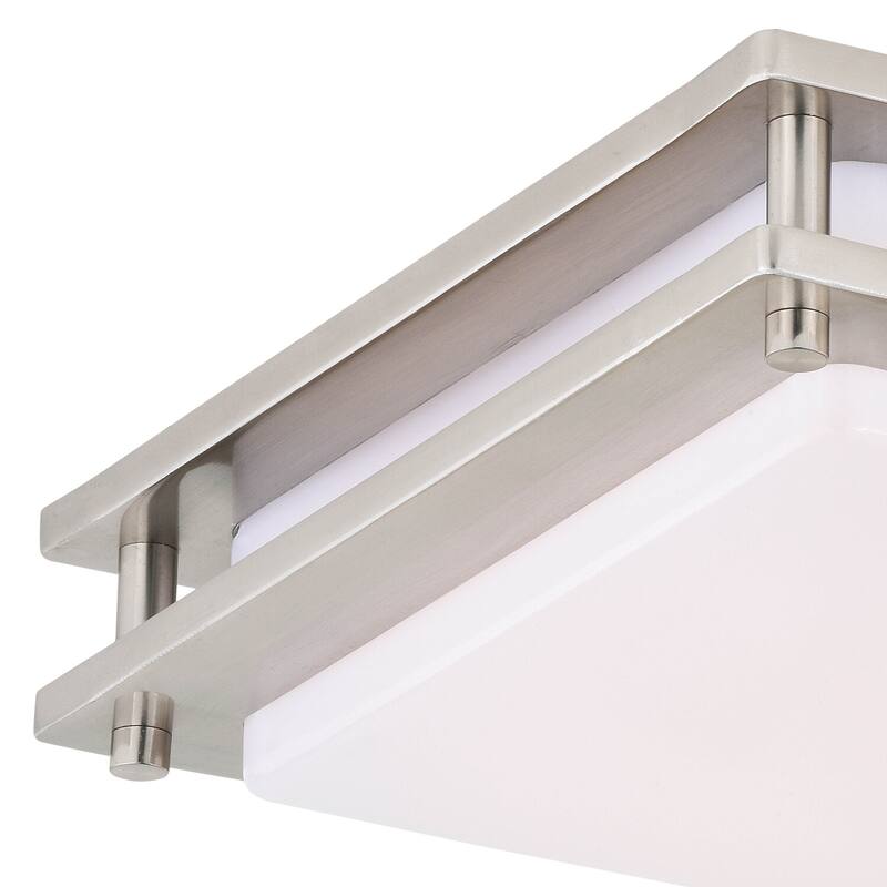 Flush Mount Ceiling Light - Satin Nickel Finish, White Shade - Modern LED Light Fixture - 3.5