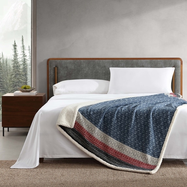 Eddie Bauer Ultra Soft Plush Throw Blanket With Faux Shearling