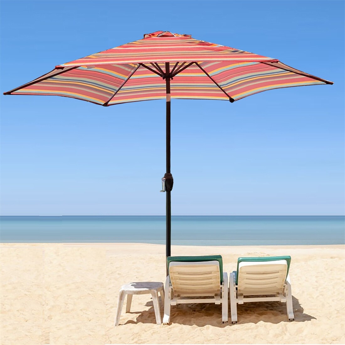 Sunnydaze Decor Beach Umbrella Drink Snack Holder Table, White