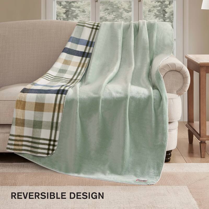 Hunter Reversible Plaid Plush Throw Blankets