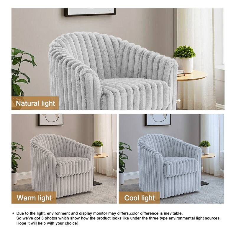 2 Set Modern 49" Upholstered Plush Corduroy Swivel Barrel Accent Chair