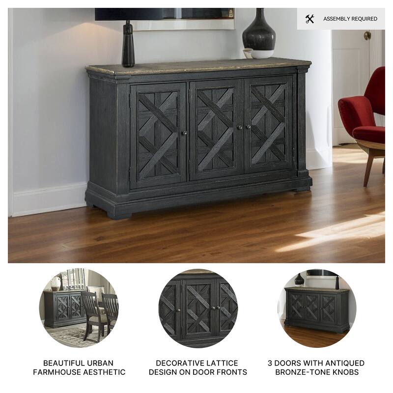 Tyler Creek Lattice Black/Grey Oak Plank Dining Room Server
