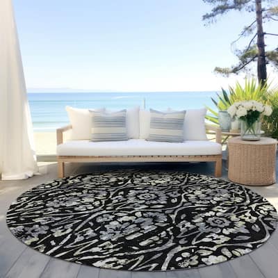 Machine Washable Indoor/ Outdoor Chantille Distressed Traditional Rug