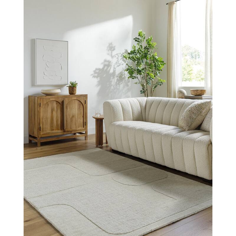 Nallely Casual Solid Color Wool Area Rug - Gray/Brown - 9' x 12'