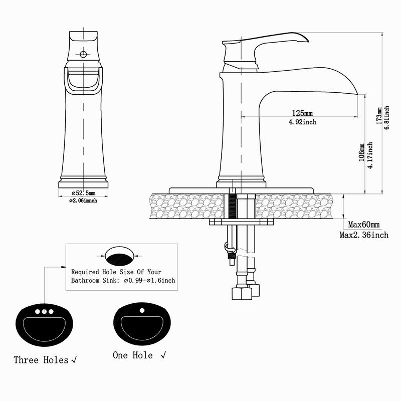 Topcraft Single Handle Waterfall Bathroom Faucet with Baseplate