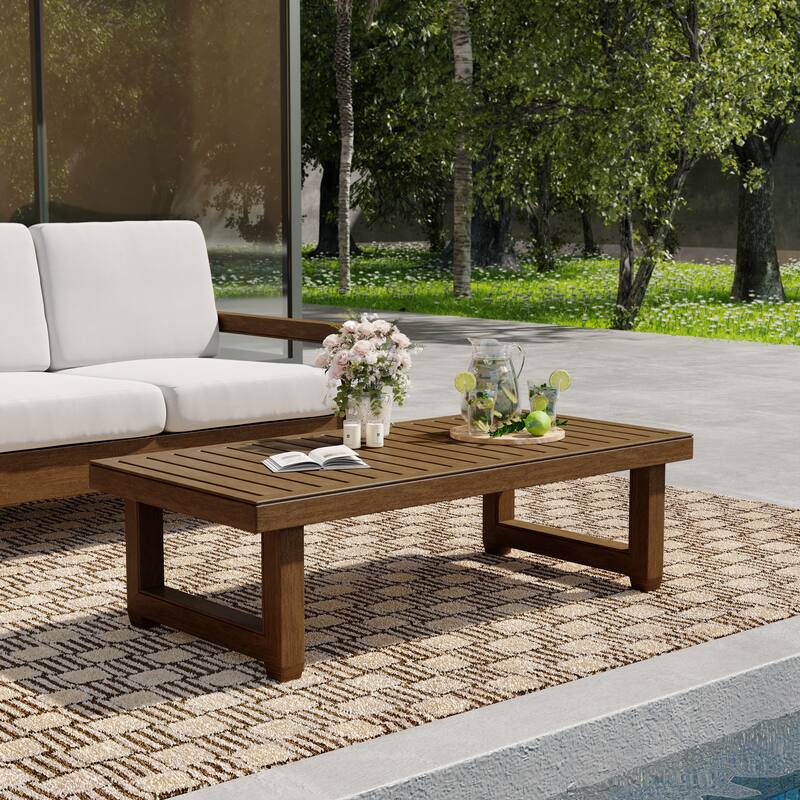 Rectangular Teak Wood Outdoor Patio Coffee Table