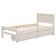 preview thumbnail 7 of 7, Twin Platform Bed with Storage Drawers and Modern Headboard Wood Frame with Slats