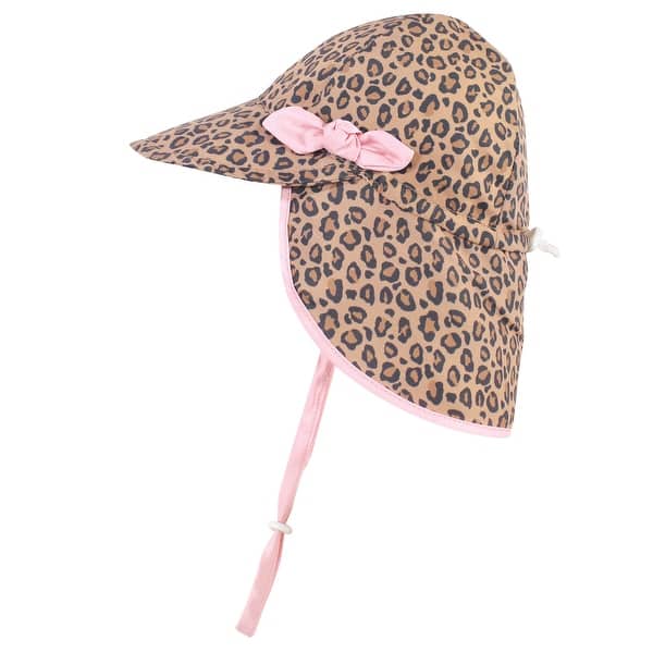 slide 1 of 1, Hudson Baby Infant and Toddler Girl Sun Protection Hat, Leopard, 2T-4T - Leopard Leopard - 2T
