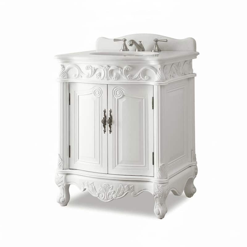 27" Benton Collection Hayman Victorian White Bathroom Vanity
