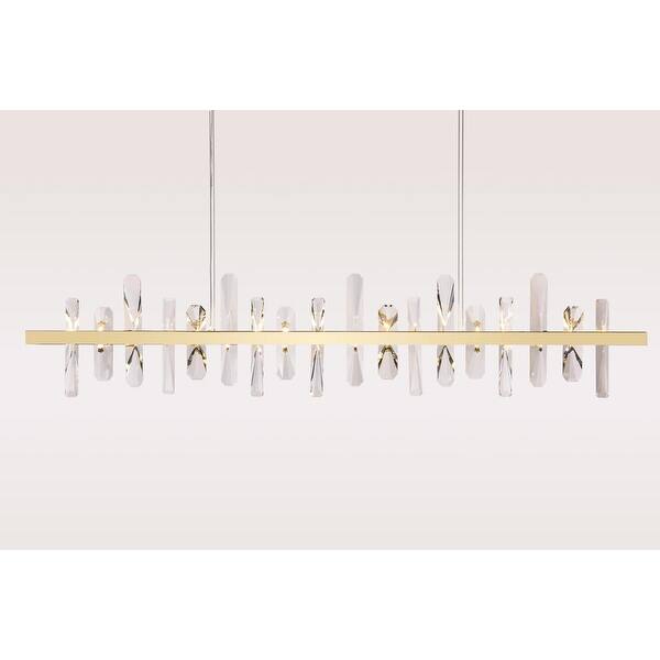 Gold Stainless Steel LED Chandelier With Clear Crystal Plaques - Bed ...
