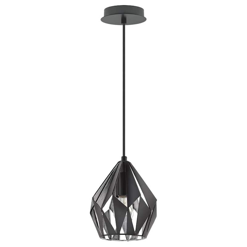 Eglo Carlton 1-light Matte Black Pendant with Silver - Matte Black & Silver