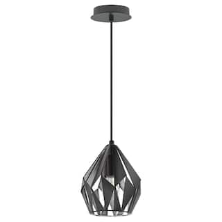 Eglo Carlton 1-light Matte Black Pendant with Silver