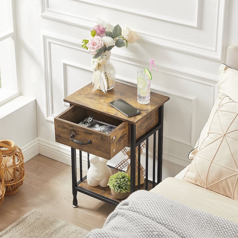 Javlergo Nightstand with 1-Drawer and Shelf for Bedroom Living Room