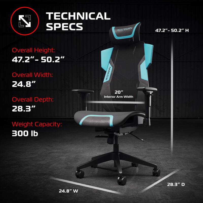 RESPAWN FLEXX Mesh Gaming Chair With Lumbar Support, Adjustable Headrest