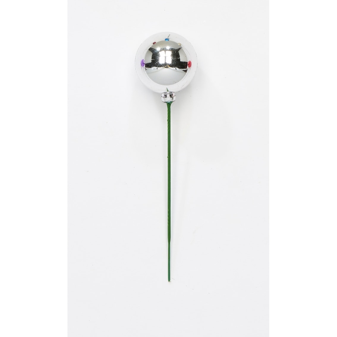 40mm Plastic Ball Pick, Silver, Set of 24 - 6"