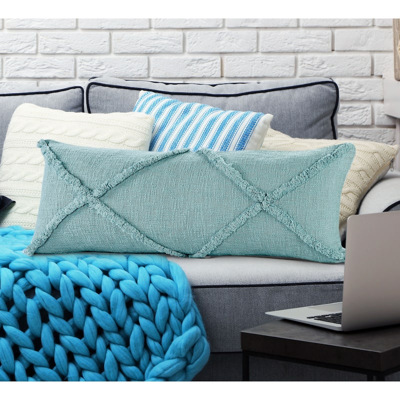 Solid Decorative Diamond Tufted Cotton Throw Pillow