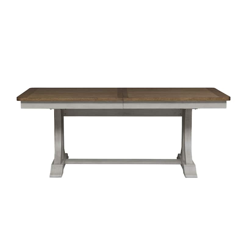 Farmhouse Reimagined Antique White Opt 6 Piece Trestle Table Set