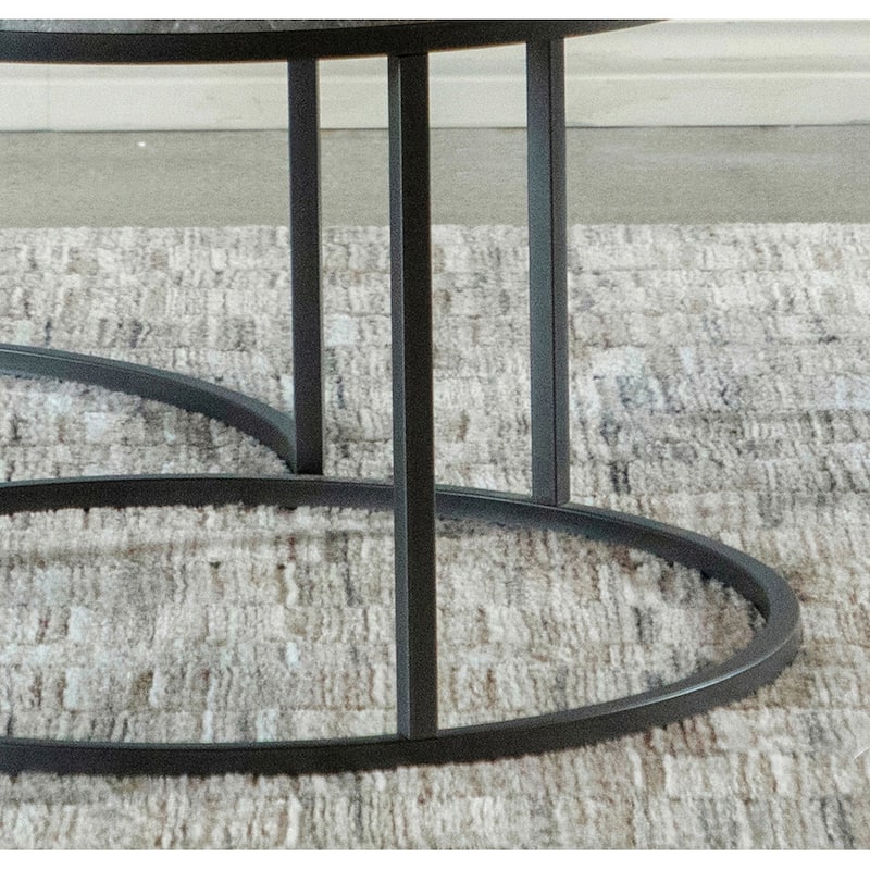 2 Piece Nesting Coffee Table in Grey and Gunmetal
