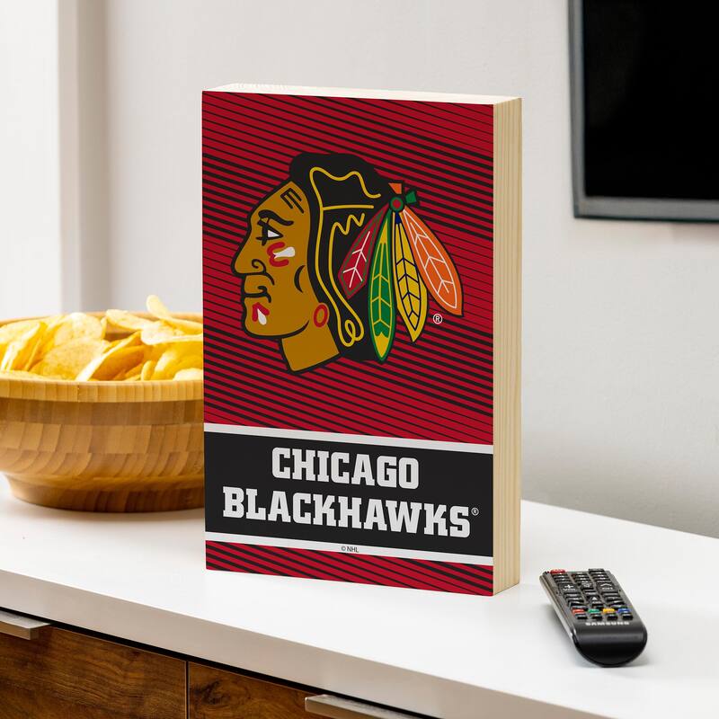 Chicago Blackhawks Wooden Tabletop Mantel Shelf Sign - 8" x 12"