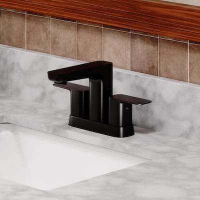 4 in. Center Set Double Handle Bathroom Faucet in Matte Black