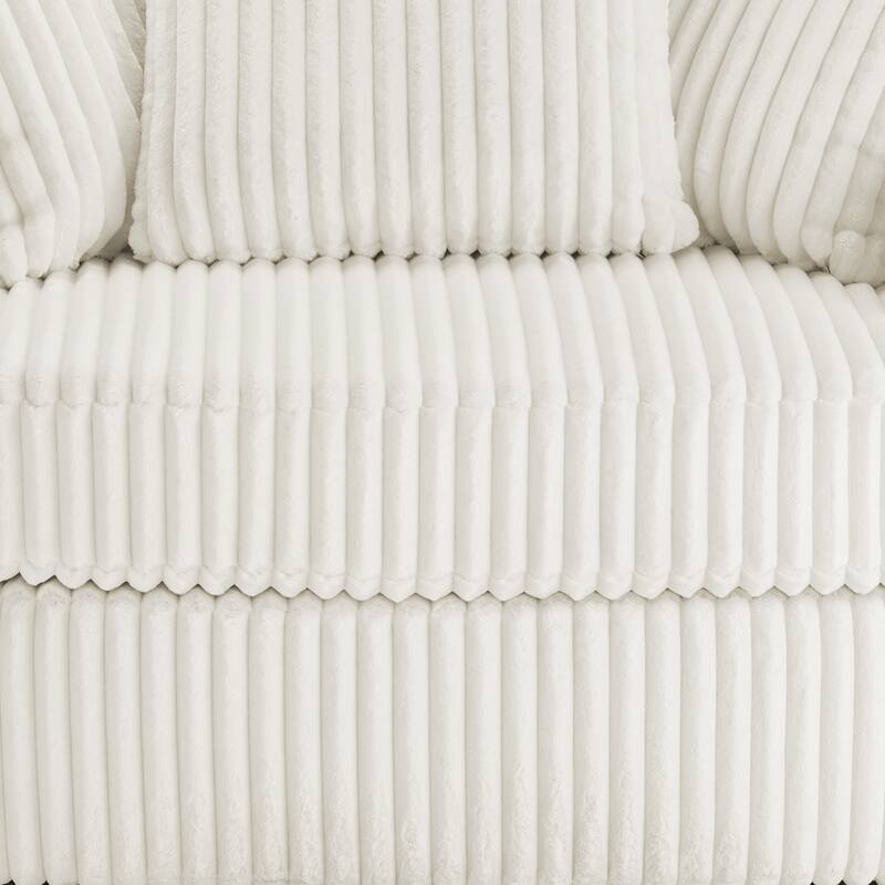 Oversized 43" W Plush Corduroy Swivel Barrel Chair with Pillows