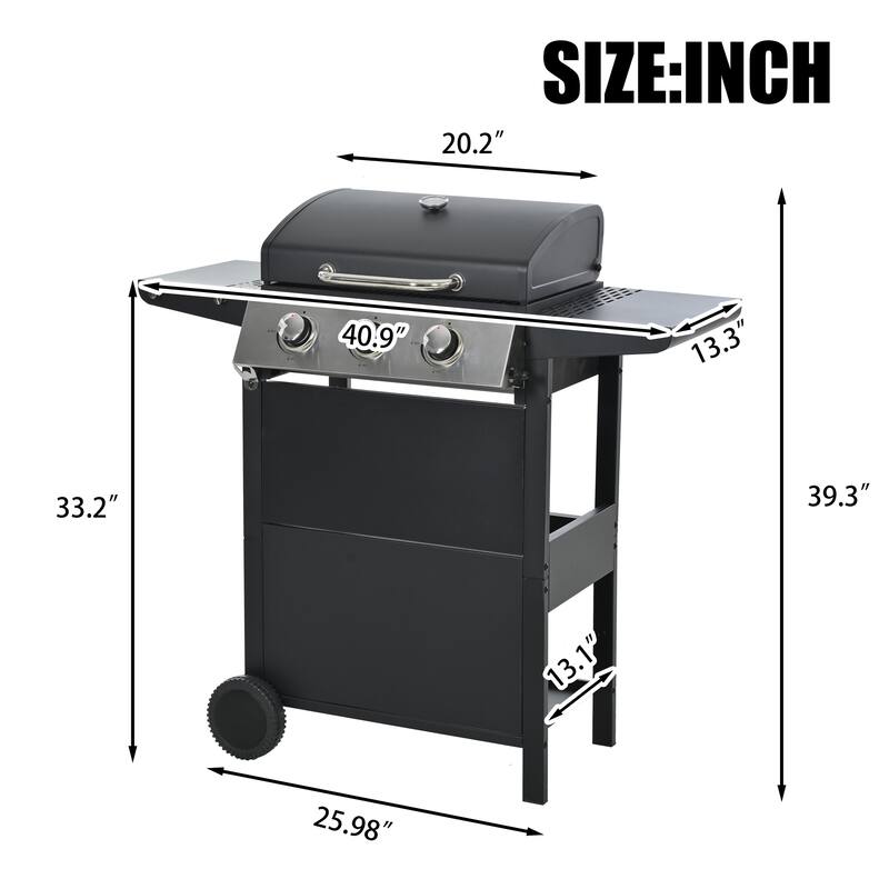 Stainless Steel 3-Burner BBQ Grill with Shelves and Bottle Opener - 19.7 x 10.63 x 11.8in