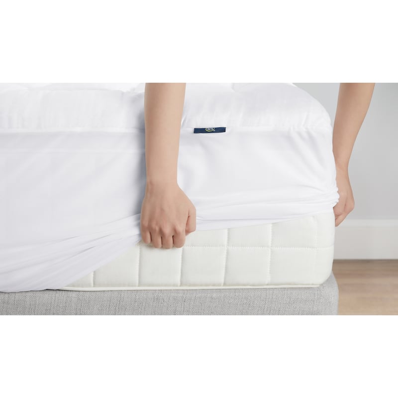 Serta ComfortSure Deluxe Pillow Top Mattress Pad, Cotton Dobby Cover