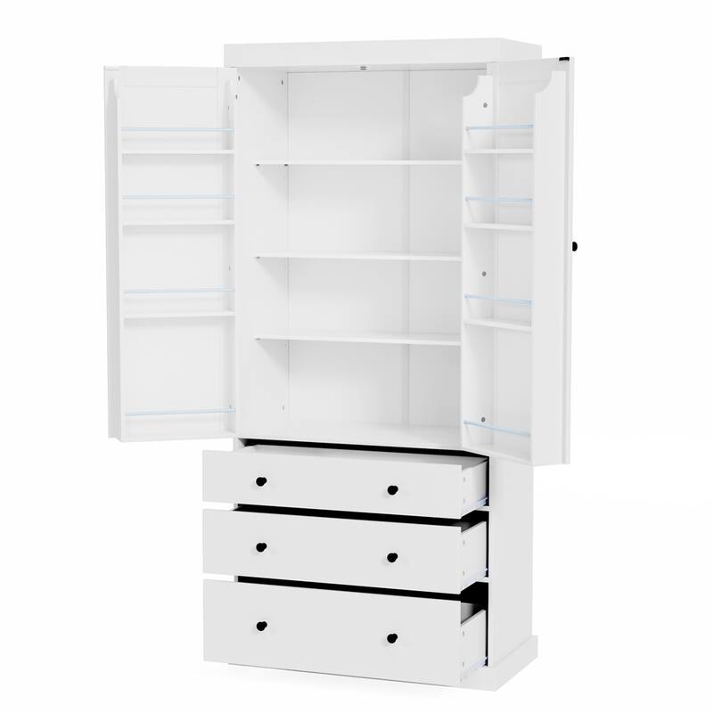 Farmhouse Kitchen Pantry, Freestanding Tall Cupboard Storage Cabinet