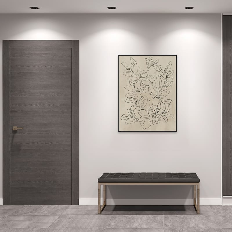 Outlined Leaves II by Asia Jensen Framed Canvas Wall Art Print - Sylvie Black