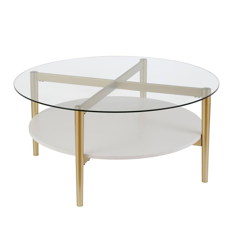 Otto 36" Wide Round Coffee Table with MDF Shelf - 36" Wide