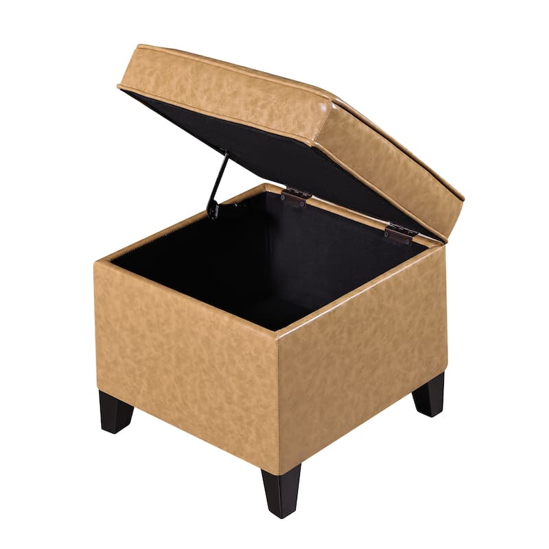 Adeco Square Storage Ottoman 17 inch Footstool