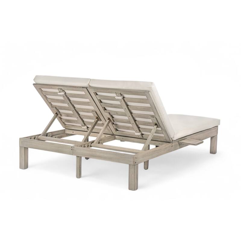 Elegant 5-Position Adjustable Double Chaise Lounge with Side Table by Leisure Zone