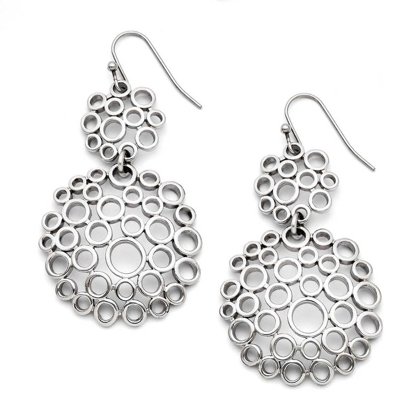 Chisel Stainless Steel Multi-Circle Shepherd Hook Polished Dangle Earrings