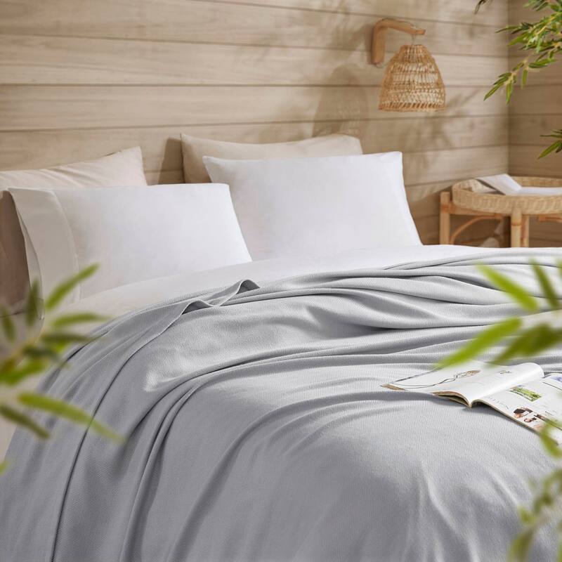 Chelsea Square Rayon from Bamboo Cooling Cotton Lightweight Blanket for Summer Spring