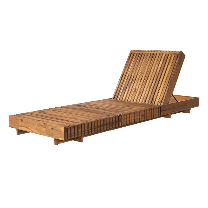 Outdoor Chaise Lounge Chair with 6-Position Adjustable Backrest, Weather-Resistant Slatted Base Reclining Chair