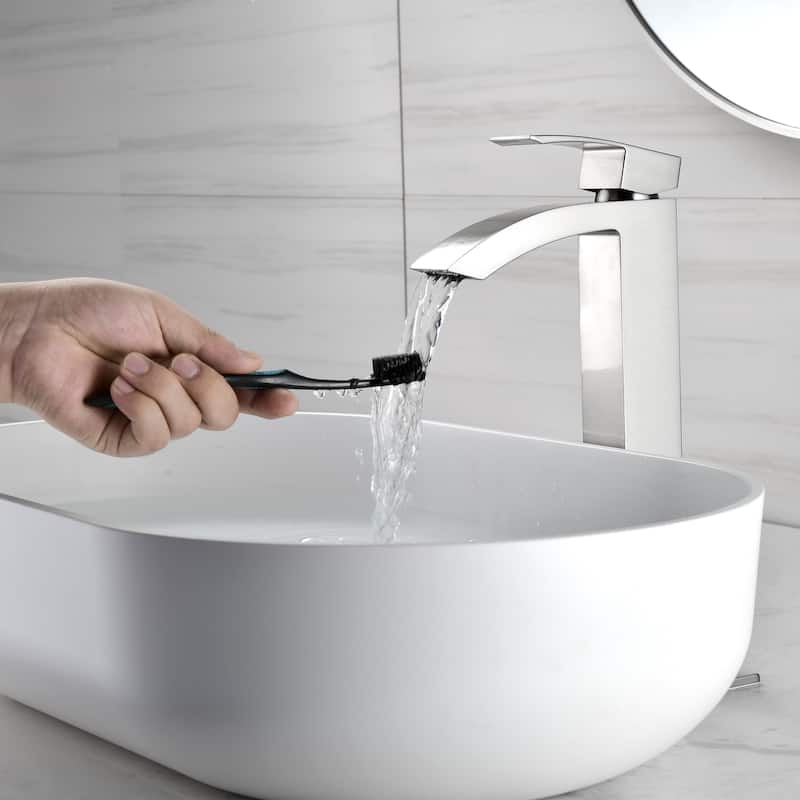 Rbrohant Single Handle Bathroom Vessel Sink Faucet, Waterfall Single Hole Basin Faucets