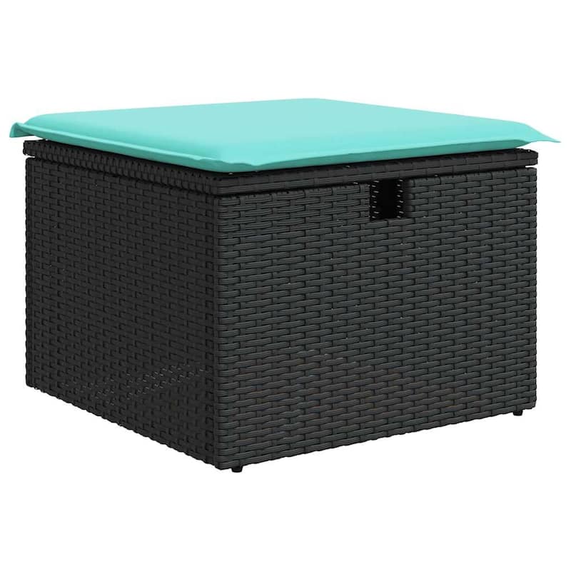 vidaXL Patio Sofa Set with Cushions and Table Outdoor Garden 8 Piece Poly Rattan - 24.4" x 24.4" x 27.2"