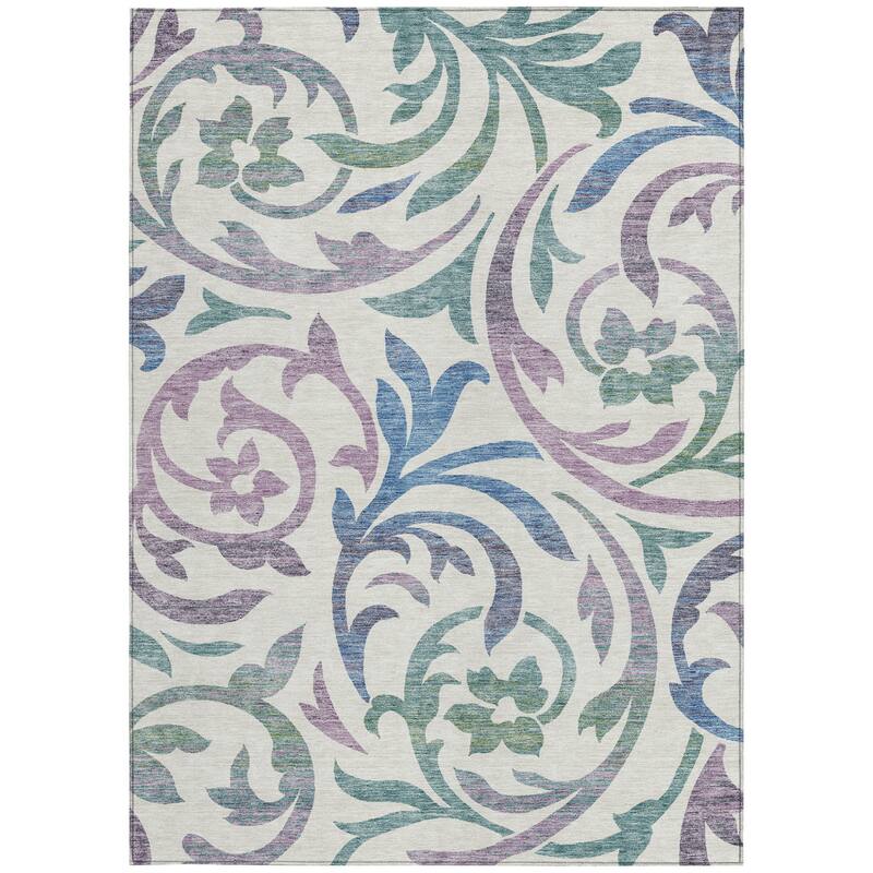 HomeRoots Floral Transitional Rectangle Outdoor Rug