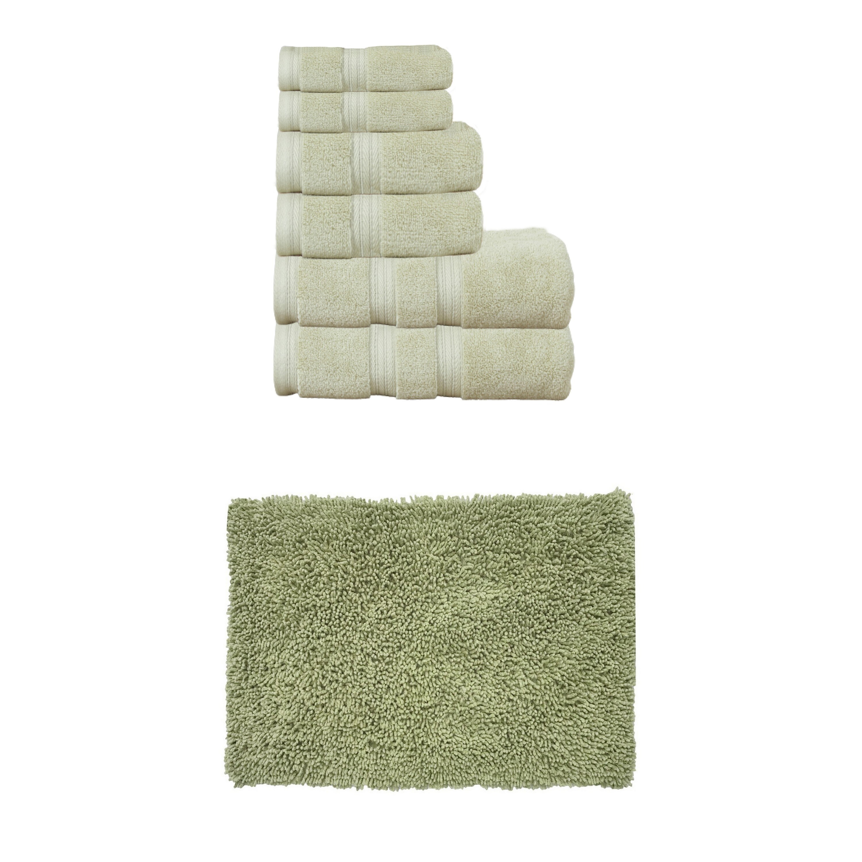 Home Weavers Fantasia Collection 100% Soft Cotton 6 Pc Towel Set & 1 Pc 17x24" Bath Rug, Machine Washable & Non Slip (Set of 7)