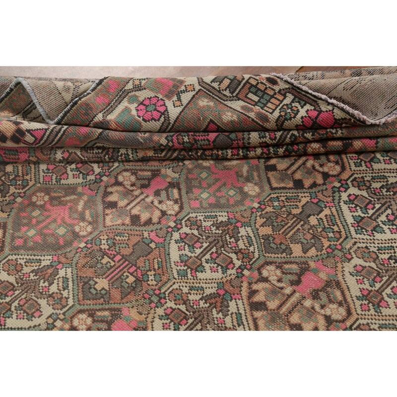 Bakhtiari Persian Vintage Area Rug Handmade Beige Wool Carpet - 6'7"x 9'7"